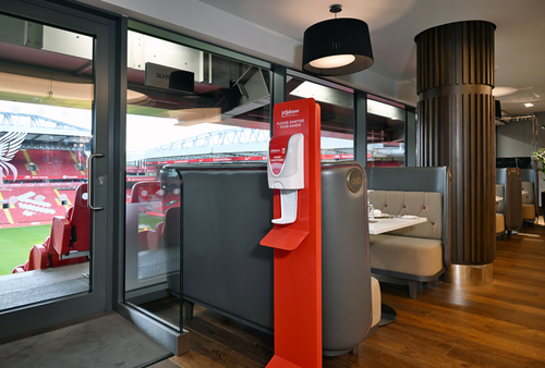Dispenser at Entrance at Anfield Stadium Liverpool