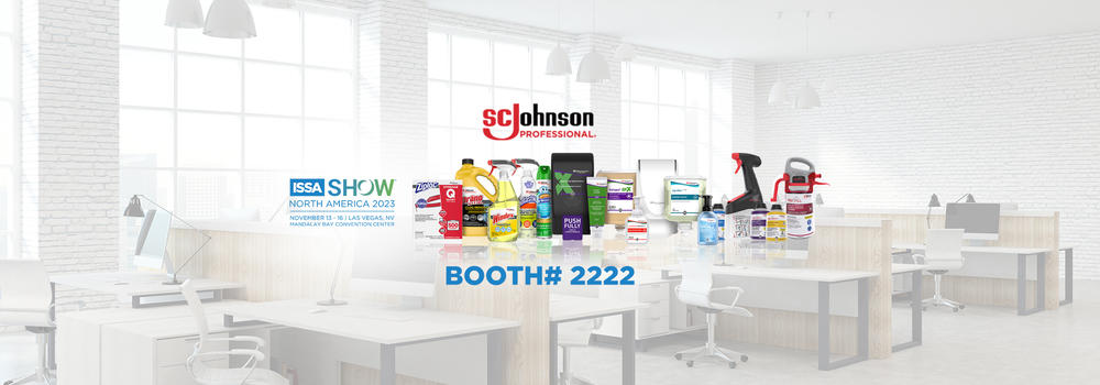 SC Johnson Professional product assortment and a callout of our booth number 2222