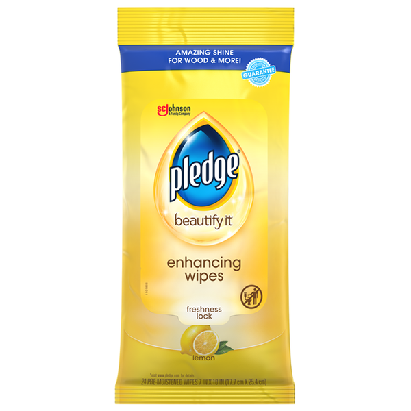 Pledge Beautify Lemon Enhancing Wipes - 24 count soft pack