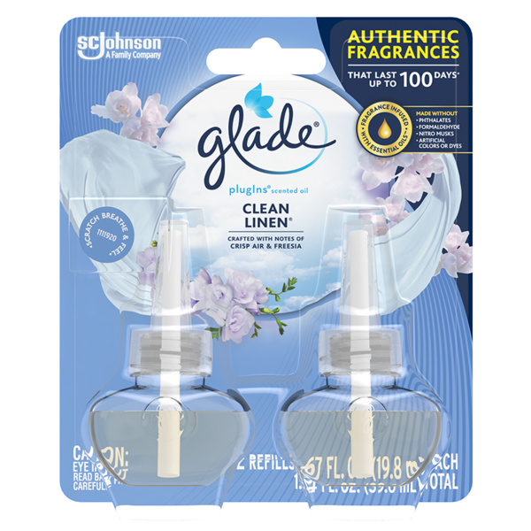 Glade Clean Linen Plugins Scented Oil - 2 count refill pack