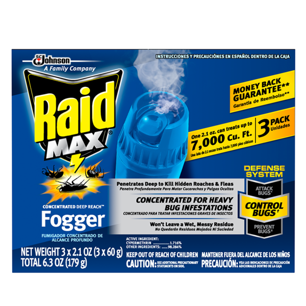 Raid Max Concentrated Deep Reach Fogger - 3 pack each 2.1 ounces