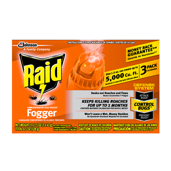 Raid Concentrated Deep Reach Fogger - 3 pack each 1.5 ounces