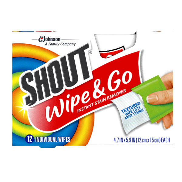 Shout Wipes Instant Stain Remover -12 count box