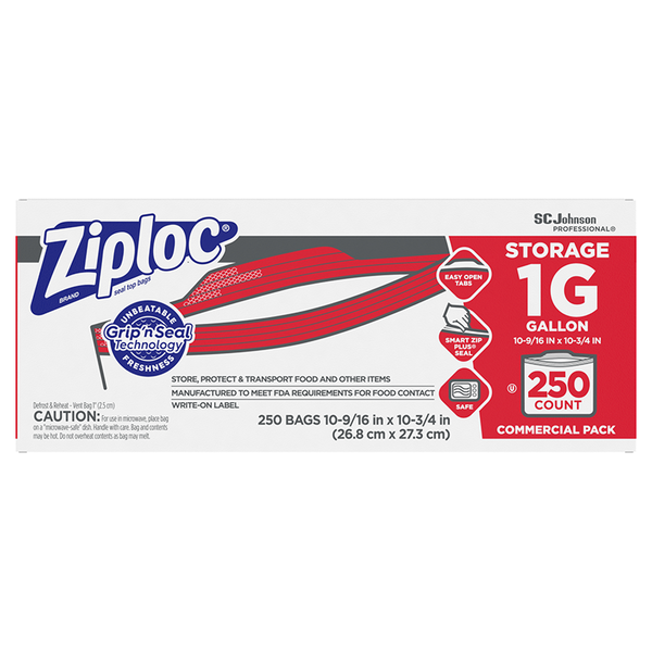 1 Gallon Ziploc Brand Storage Bags - 250 count box
