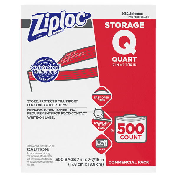 Quart Ziploc Brand Storage Bags - 500 Count