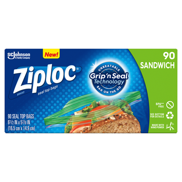 Ziploc Brand Sandwich Bags 90 Count Box