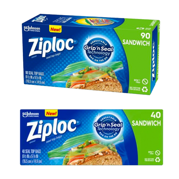Ziploc Brand Sandwich Bags with Grip n Seal Technology, Pack of 1 40 Count