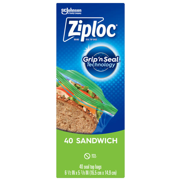 ziploc sandwich bags, 40 count