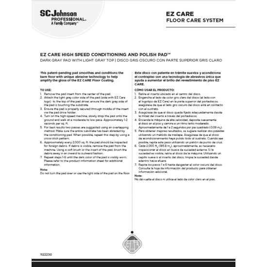 EZ Care Instruction Sheet Image