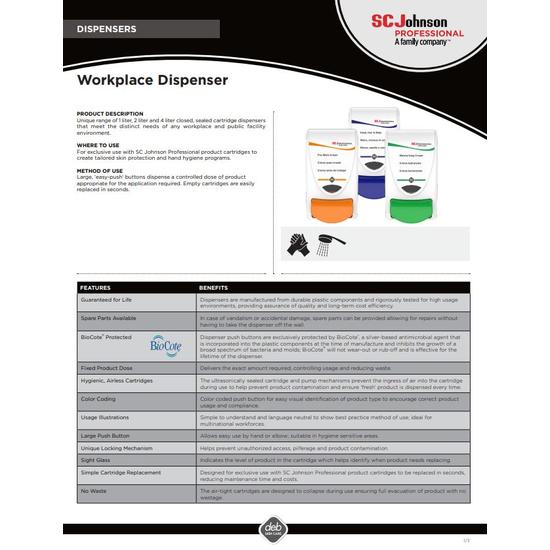 Workplace Dispenser Product Info Sheet Image