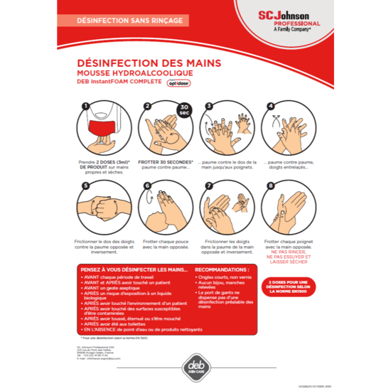 Protocole Désinfection Mousse hydroalcoolique (Optidose) EN1500