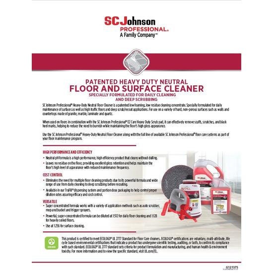 Neutral Floor Cleaner Product Information Sheet