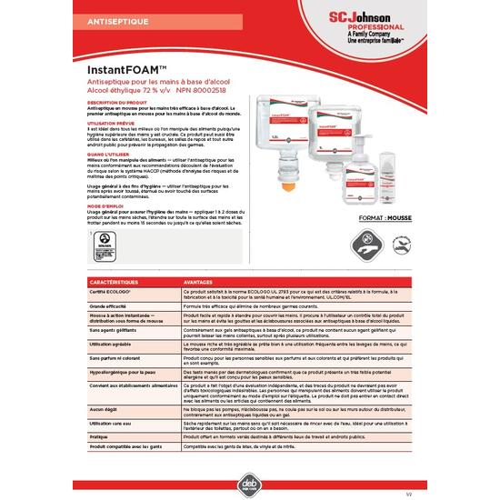Instant Foam Product Information Sheet Canada French