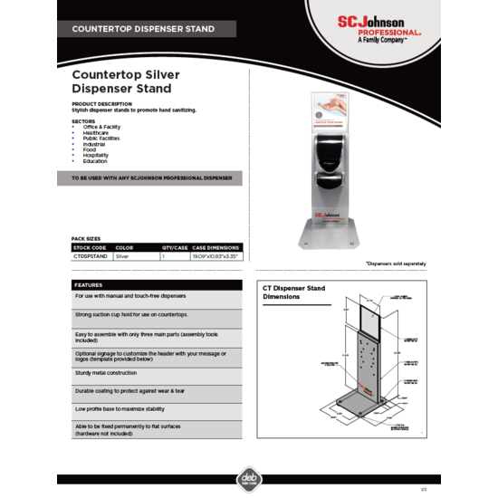 Countertop Silver Dispenser EN Stand PI Sheet