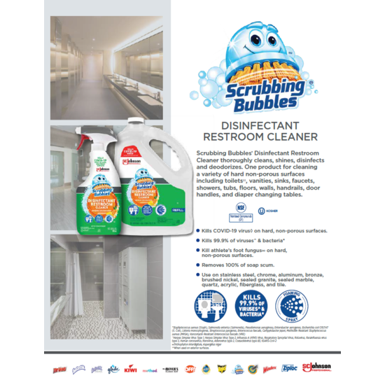 Image of Scrubbing Bubbles Restroom Disinfectant Product Information Sheet