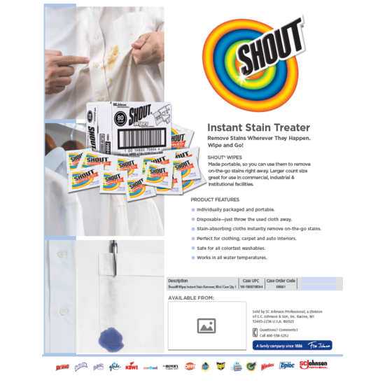 Image of Shout Wipes Product Information Sheet