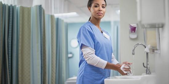 Nurse washing hands
